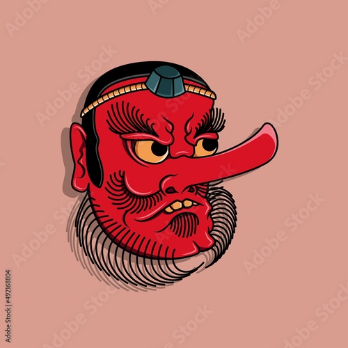 Japanese tengu mask, Vector illustration eps.10 photo