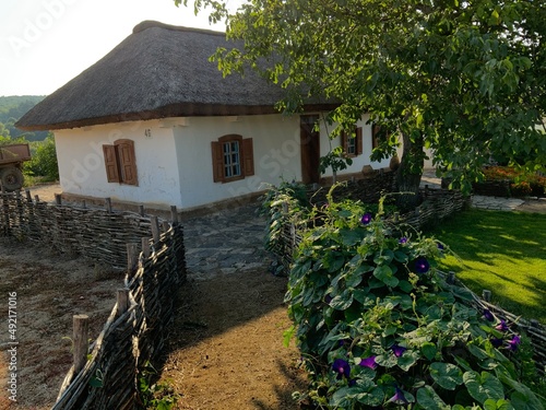 House in Ukraine village, old house in spring