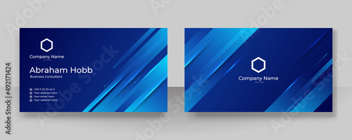 Modern stylish blue business card vector design. Creative and clean business card template. Luxury elegant business card background in corporate style. Vector illustration