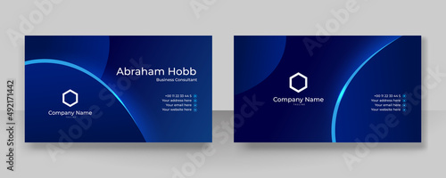 Modern stylish blue business card vector design. Creative and clean business card template. Luxury elegant business card background in corporate style. Vector illustration