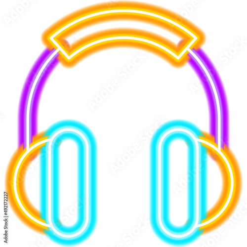 Headphones Neon Icon.