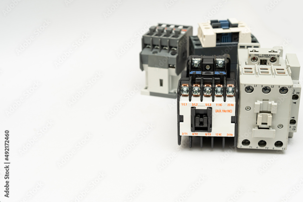 contactor with Overload Relay isolate on white background. The