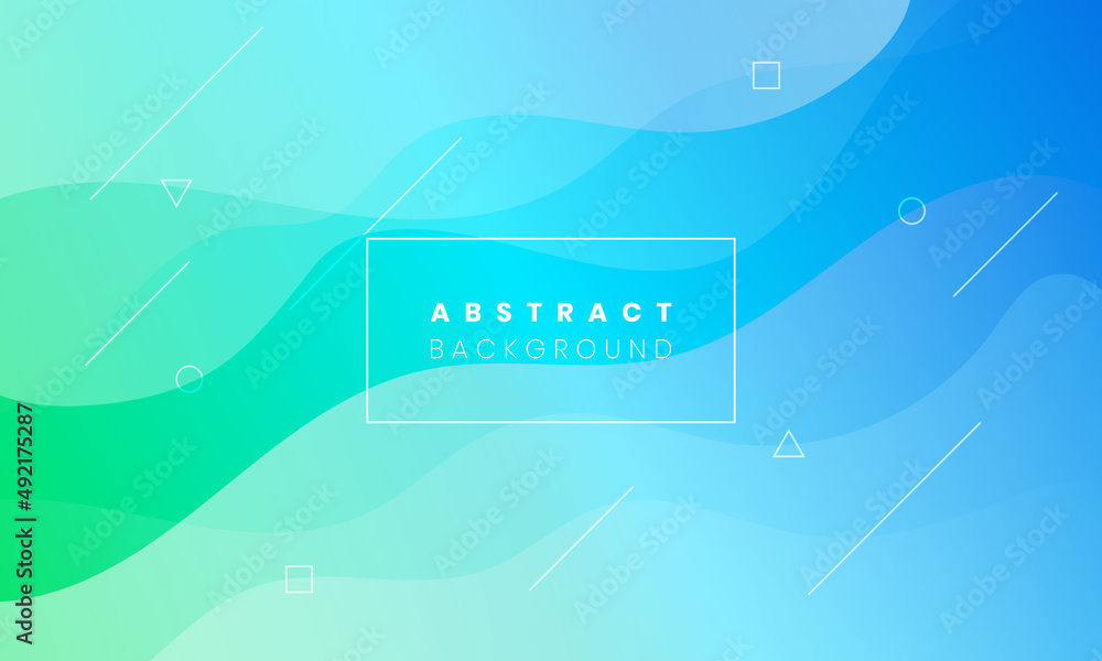 Abstract modern colorful fluid liquid wave green and blue gradient background with geometric curve shapes and lines element. EPS10 illustration vector.