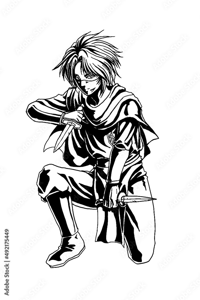 Fototapeta premium ゲームの職業 シーフ 塗り絵 Assassin