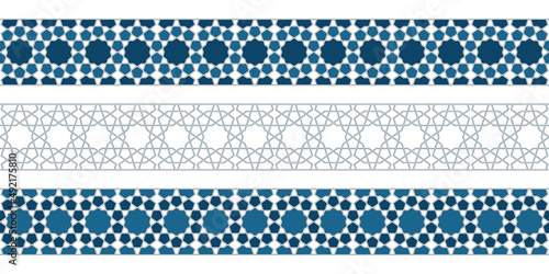 Set of borders of Islamic pattern for Ramadan greetings cards and templates. Vector illustration.