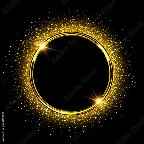 Gold sparkling ring with gl...