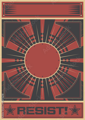 Resist! Propaganda Posters Template, Black Red White Background and Geometric Elements