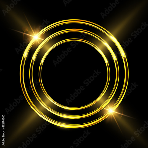 Gold shiny rings on black b...