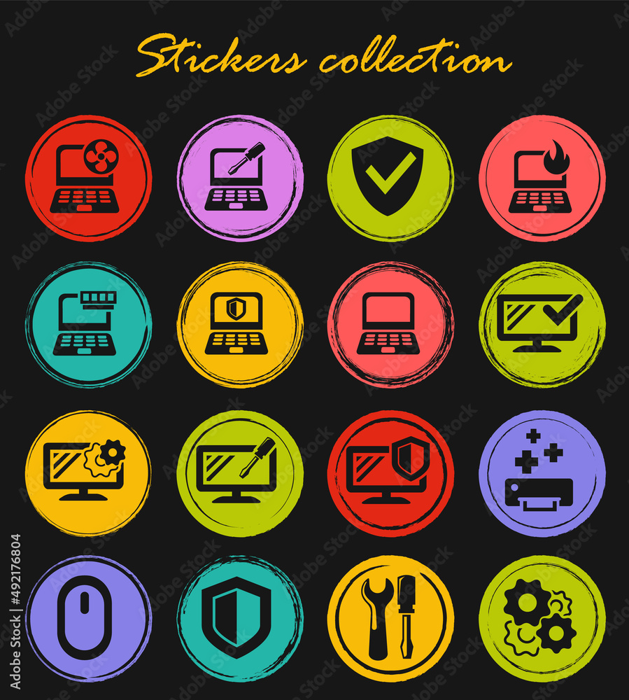 Repyer Diagnostics of computers icons set Repyer Diagnostics of computers icons set