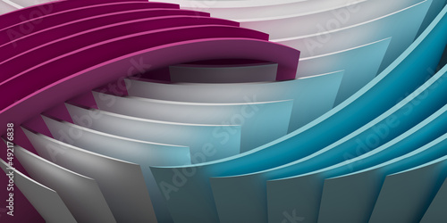 Flexible white volumes as background and texture. Background for video and television studio