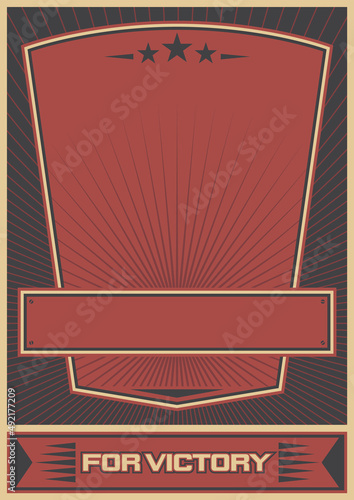 For Victory! Propaganda Poster Template, Black Red White Background, Geometric Elements 