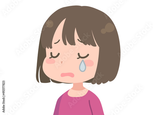 涙を流す若い女性のイラスト