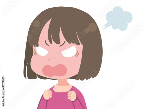 怒っている若い女性のイラスト