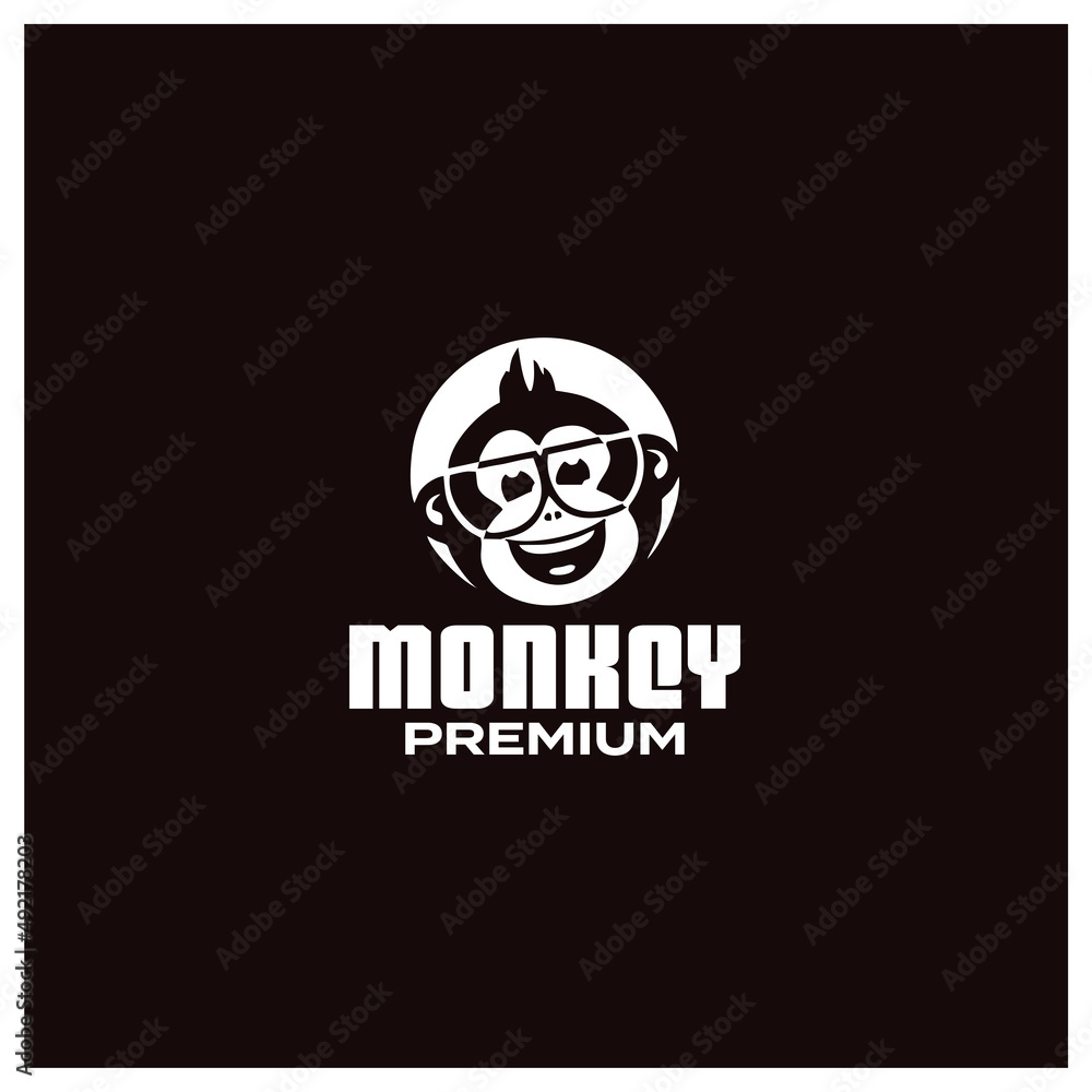 Monkey logo vector icon illustration design Premium Vector