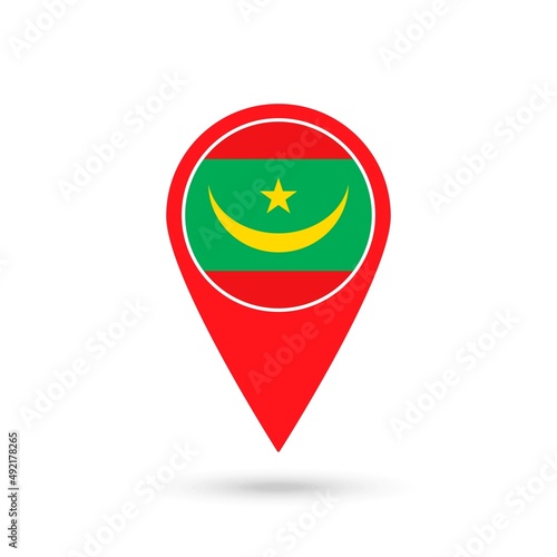 Free Download Map pointer with contry Mauritania. Mauritania flag. Vector illustration. - GFXLoad