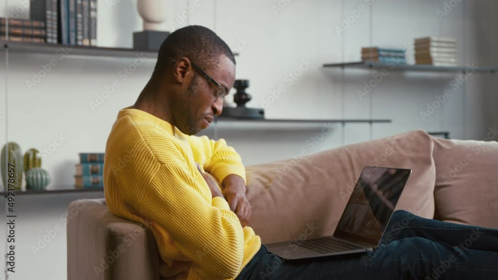 Man doing video chat for distance communication Man doing video chat for distance communication