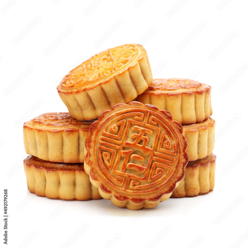 Mid-Autumn Festival moon cake on white background Mid-Autumn Festival moon cake on white background