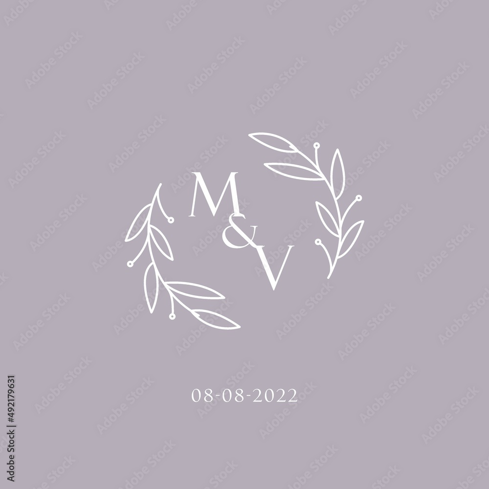 Initials MV wedding monogram logo inspiration Stock Vector | Adobe Stock