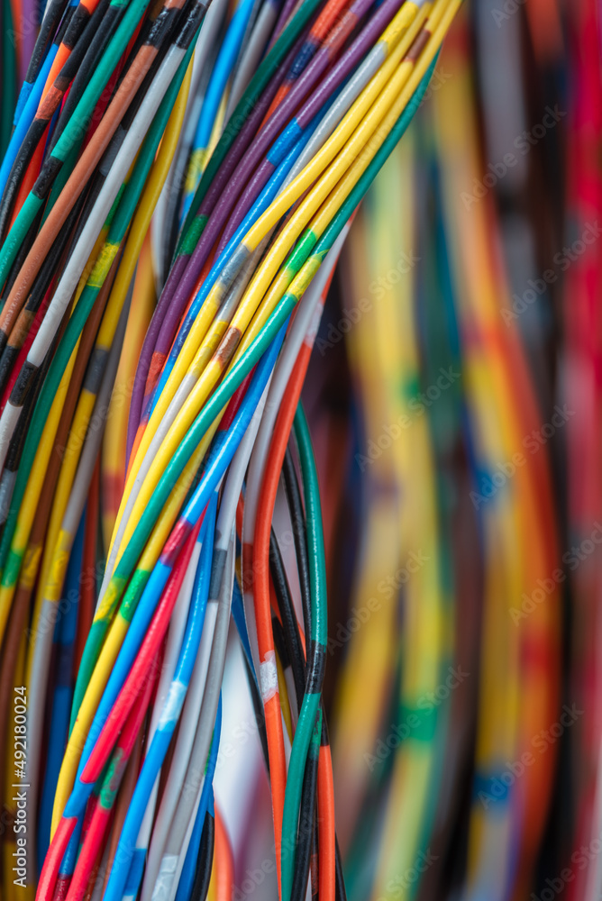 Electrical Wiring Multicolored Cable Close-up Electrical Wiring Multicolored Cable Close-up