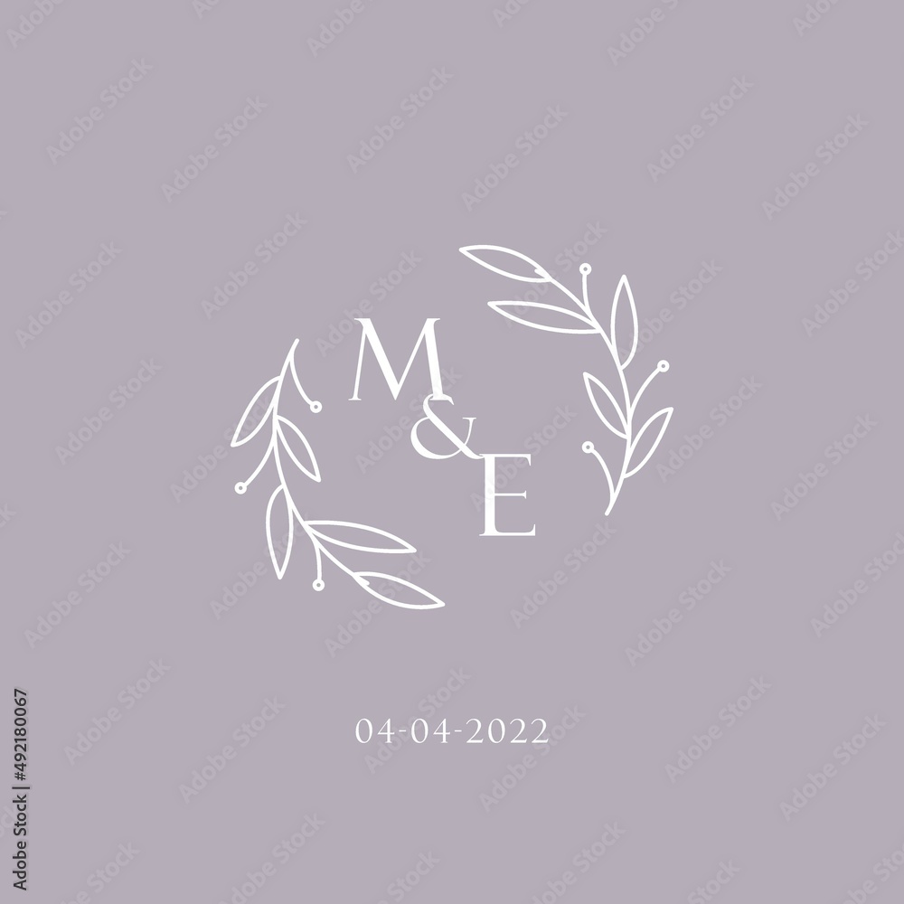 Initials ME wedding monogram logo inspiration Stock Vector Adobe Stock