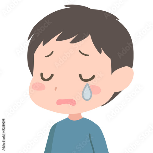 涙を流す男の子のイラスト