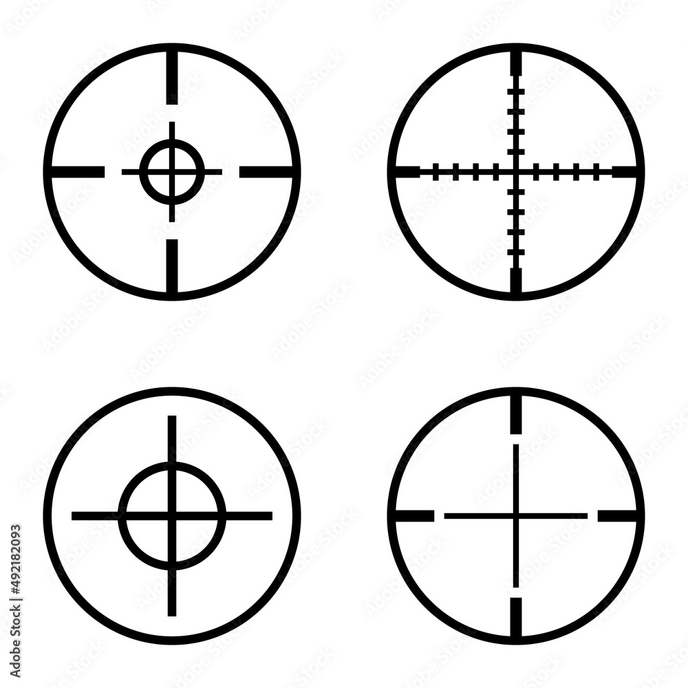 Crosshairs Flat Icon Set Isolated On White Background Crosshairs Flat Icon Set Isolated On White Background