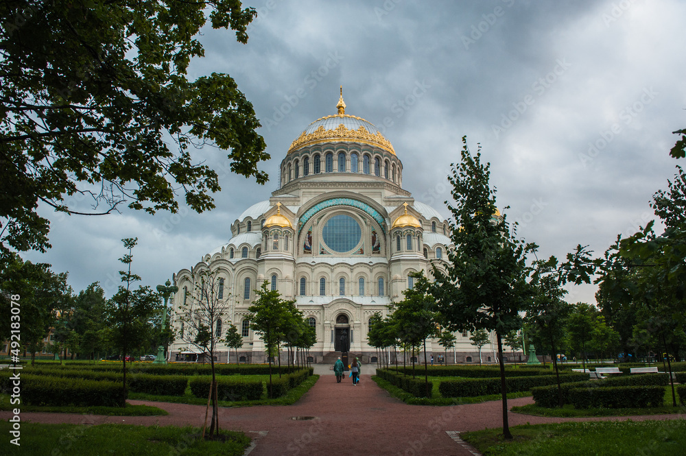 Orthodox cathedral of St Nicholas in Kronshtadt. . Petersburg, Russia