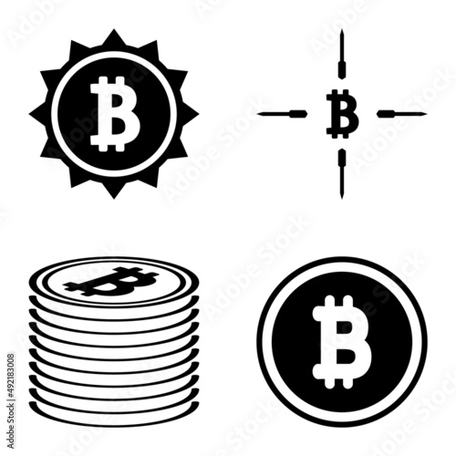 Bitcoins1-2 Flat Icon Set Isolated On White Background