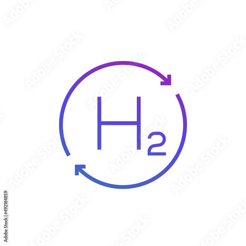 hydrogen icon with arrows, line vector