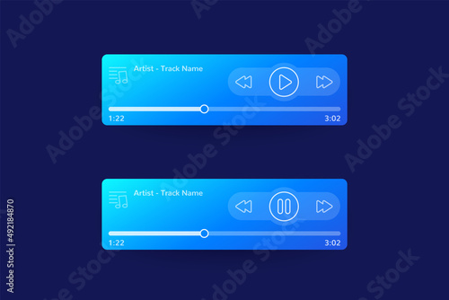 Music player ui, interface design for mobile apps and web