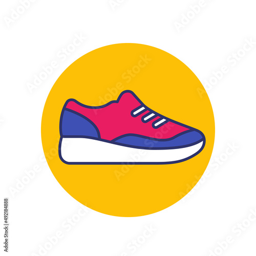 Running shoe, sneakers icon with outline