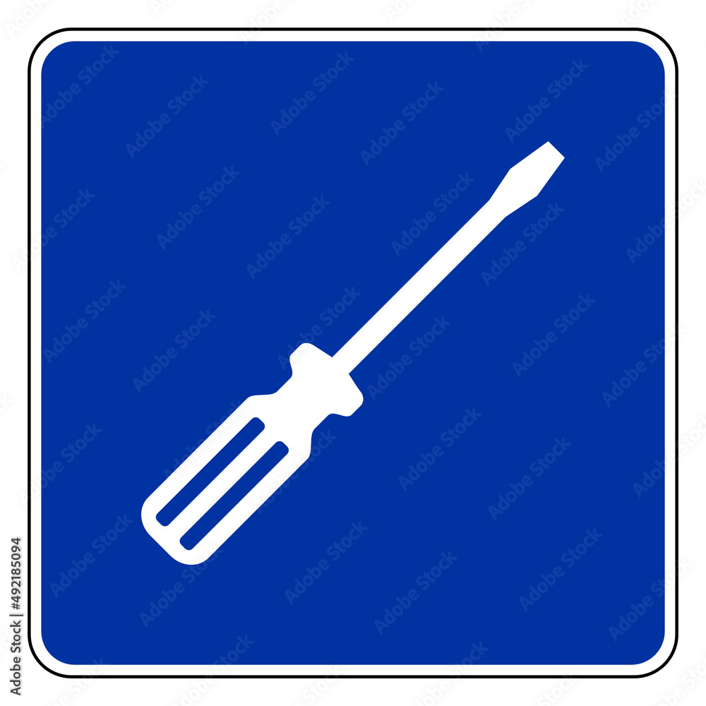 Schraubendreher und Schild Schraubendreher und Schild