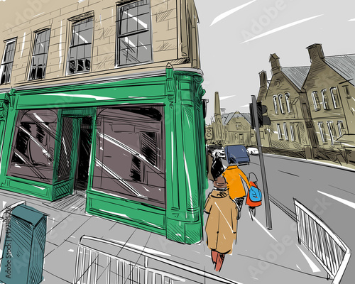 Edinburgh. Scotland. Hand drawn city sketch. Vector illustration.