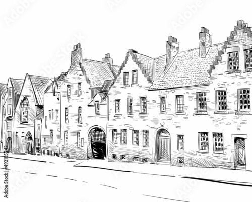 Edinburgh. Scotland. Hand drawn city sketch. Vector illustration.