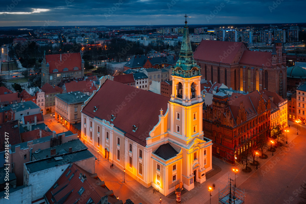 Obraz Architecture of the old town in Torun at dusk, Poland.