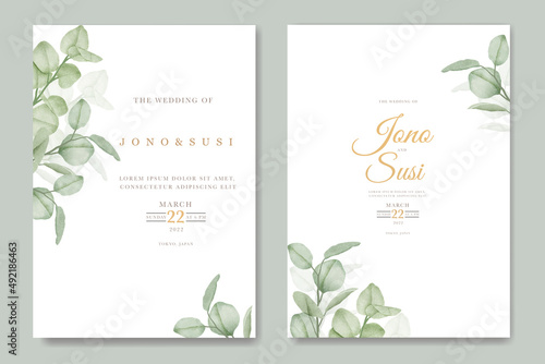 Watercolor eucalyptus wedding invitation card set