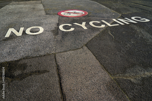No cycling sign on the ground © Chris West Photo