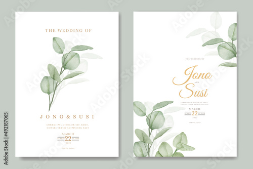 Watercolor eucalyptus wedding invitation card set