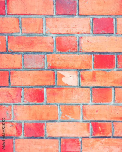 Nature Red Pink Peach Brick Wall Background