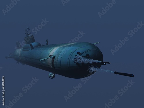 submarino Akula Typhoon en inmersión y en superficie photo