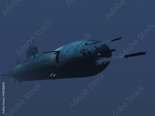 Fototapeta Naklejka Na Ścianę i Meble -  submarino Akula Typhoon en inmersión y en superficie