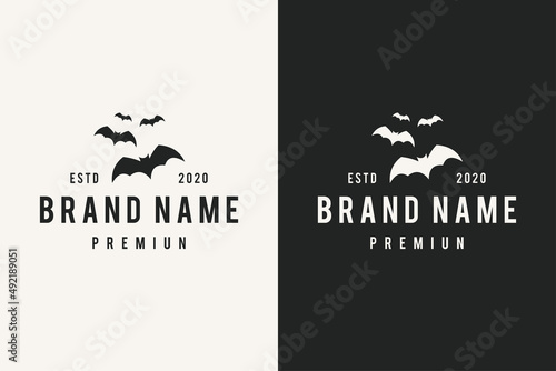 bat hipster vintage logo vector icon illustration
