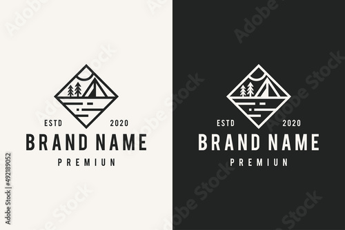 camper hipster vintage logo vector icon illustration