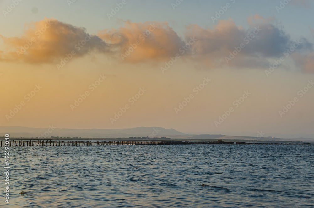 Lake Pomorie, protected area, located on the Via Pontica bird migration route. Bulgarian lake with ornithological importance. Lake Pomorie, protected area, located on the Via Pontica bird migration route. Bulgarian lake with ornithological importance.