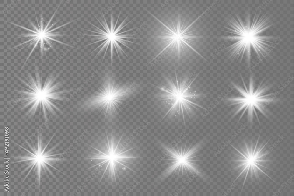 Glow bright light star, white sun rays, sunshine. Stock Vector | Adobe ...