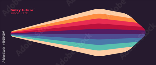 Minimalist abstract design in retro futuristic style with colorful stripes. Vector illustration.