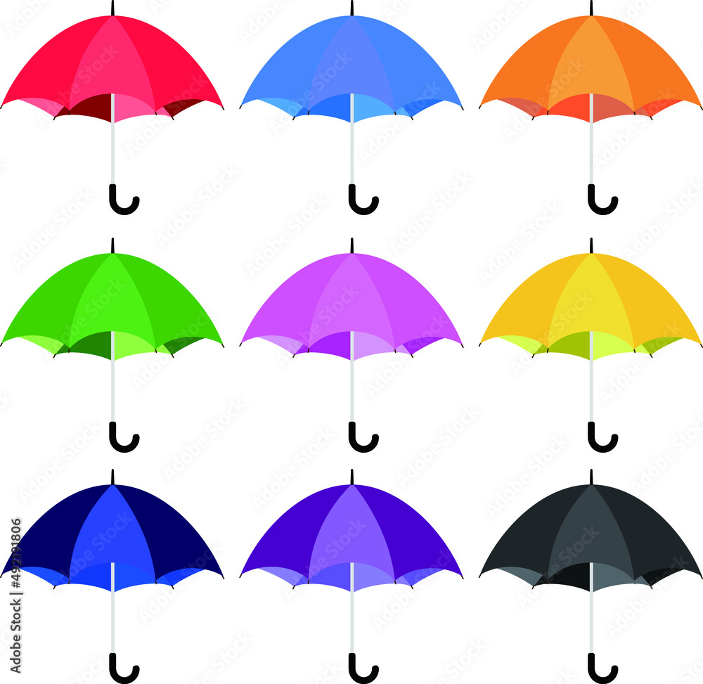 9色の傘のイラスト