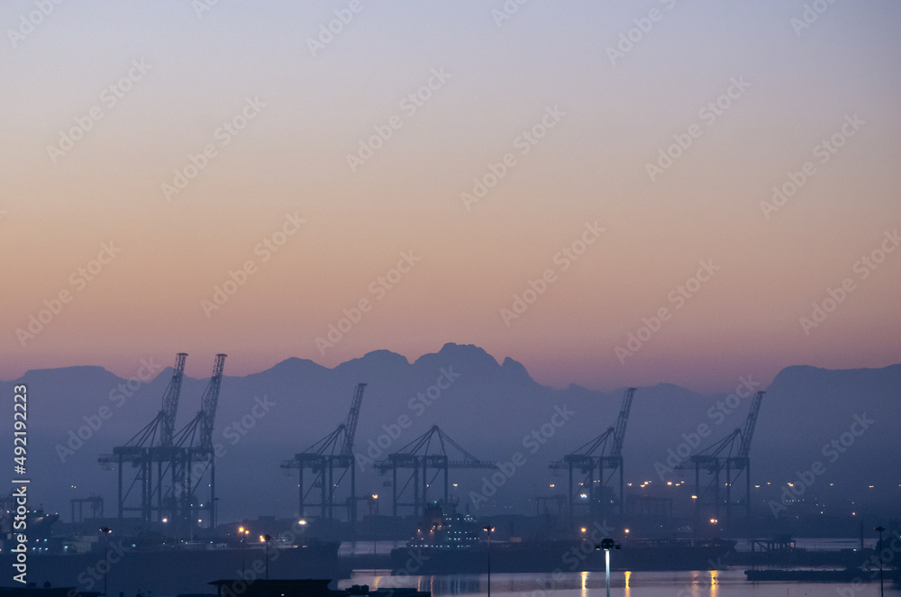 Evening view over the cape town harbor Evening view over the cape town harbor