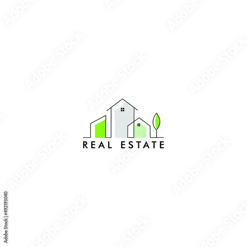 Real estate logo in line concept design.