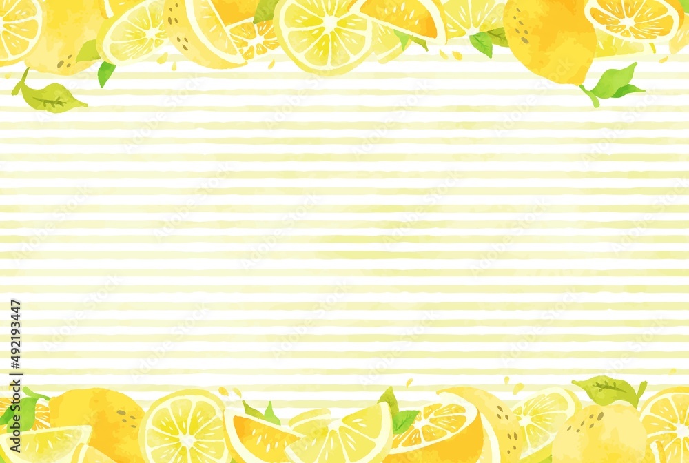 優しい水彩のレモンのフレームイラスト Stock Vector Adobe Stock